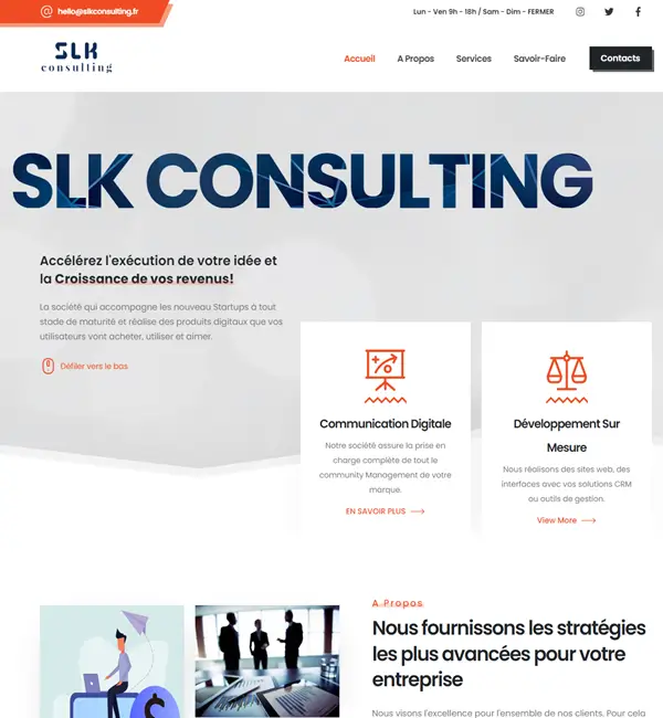 slk consulting landing page