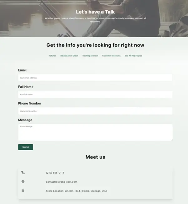 The contact us section